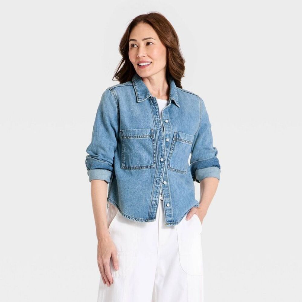Women's Easy Denim Shirt - Universal Thread Light Wash Clean S